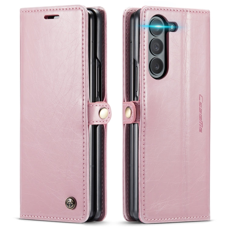 For Samsung Galaxy Z Fold5 CaseMe-003 PU + PC Business Style Crazy Horse Texture Leather Phone Case(Pink) - Galaxy Z Fold5 Cases by CaseMe | Online Shopping South Africa | PMC Jewellery | Buy Now Pay Later Mobicred