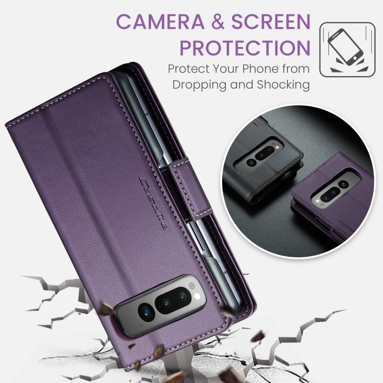 For Google Pixel Fold CaseMe 023 Butterfly Buckle Litchi Texture RFID Anti-theft Leather Phone Case(Pearly Purple) - Google Cases by CaseMe | Online Shopping South Africa | PMC Jewellery | Buy Now Pay Later Mobicred