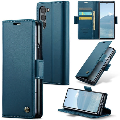 For Samsung Galaxy Z Fold6 5G CaseMe 023 Butterfly Buckle Litchi Texture RFID Anti-theft Leather Phone Case(Blue) - Galaxy Z Fold6 5G Cases by CaseMe | Online Shopping South Africa | PMC Jewellery | Buy Now Pay Later Mobicred