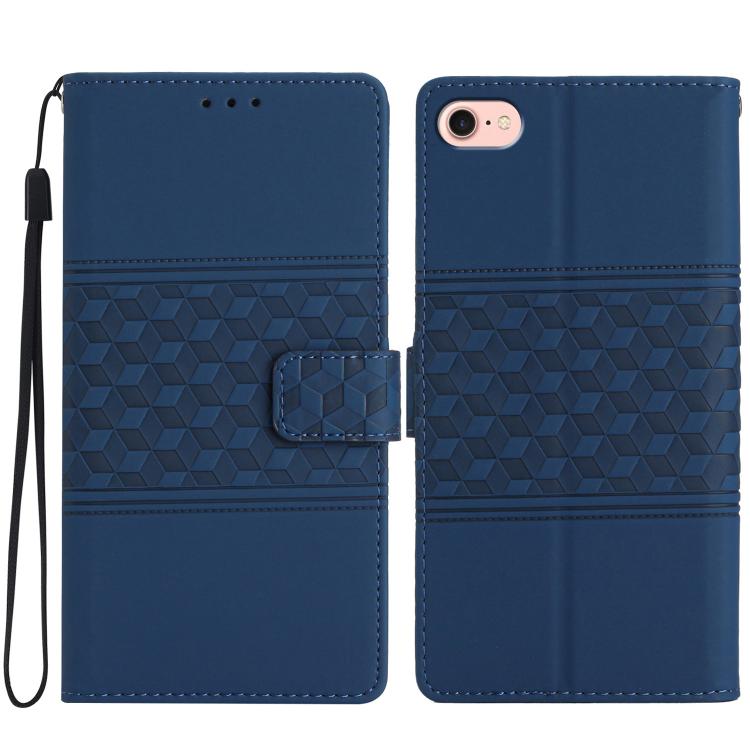 For iPhone 16e Diamond Embossed Skin Feel Leather Phone Case(Dark Blue) - iPhone 16e Cases by PMC TechLife | Online Shopping South Africa | PMC TechLife | Buy Now Pay Later Mobicred