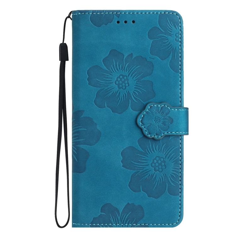 For iPhone 16 Pro Flower Embossing Pattern Leather Phone Case(Blue) - iPhone 16 Pro Cases by PMC TechLife | Online Shopping South Africa | PMC TechLife | Buy Now Pay Later Mobicred