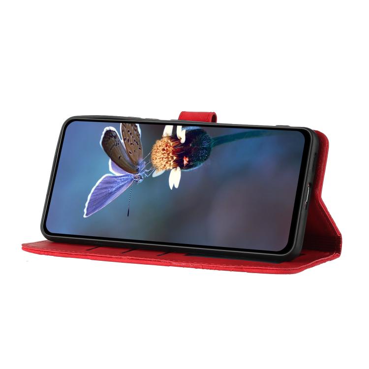 For iPhone 16e Flower Embossing Pattern Leather Phone Case(Red) - iPhone 16e Cases by PMC TechLife | Online Shopping South Africa | PMC TechLife | Buy Now Pay Later Mobicred