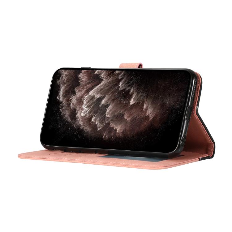 For iPhone 16e Dual-color Stitching Leather Phone Case(Black Rose Gold) - iPhone 16e Cases by PMC TechLife | Online Shopping South Africa | PMC TechLife | Buy Now Pay Later Mobicred