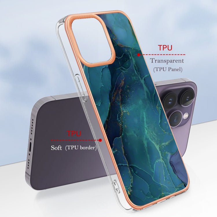 For iPhone 16 Pro Max Electroplating Marble Dual-side IMD Phone Case(Green 017) - iPhone 16 Pro Max Cases by PMC TechLife | Online Shopping South Africa | PMC TechLife | Buy Now Pay Later Mobicred