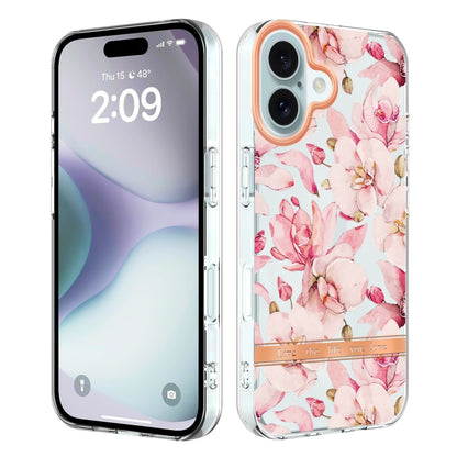 For iPhone 16 Plus Flowers and Plants Series IMD TPU Phone Case(Pink Gardenia) - iPhone 16 Plus Cases by PMC Jewellery | Online Shopping South Africa | PMC Jewellery | Buy Now Pay Later Mobicred