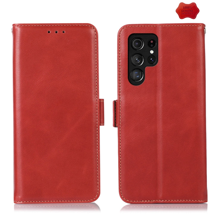 For Samsung Galaxy S24 Ultra Crazy Horse Top Layer Cowhide Leather Phone Case(Red) - Galaxy S24 Ultra 5G Cases by PMC Jewellery | Online Shopping South Africa | PMC Jewellery | Buy Now Pay Later Mobicred