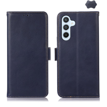 For Samsung Galaxy S24 Crazy Horse Top Layer Cowhide Leather Phone Case(Blue) - Galaxy S24 5G Cases by PMC Jewellery | Online Shopping South Africa | PMC Jewellery | Buy Now Pay Later Mobicred