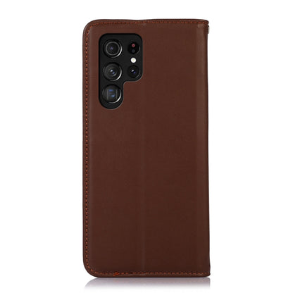 For Samsung Galaxy S24 Ultra KHAZNEH Nappa Top Layer Cowhide Leather Phone Case(Brown) - Galaxy Phone Cases by PMC Jewellery | Online Shopping South Africa | PMC Jewellery | Buy Now Pay Later Mobicred