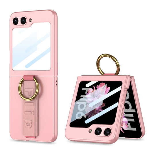 For Samsung Galaxy Z Flip6 GKK Integrated Ultrathin Shockproof Phone Case with Ring Wrist Strap(Pink) - Galaxy Phone Cases by GKK | Online Shopping South Africa | PMC Jewellery | Buy Now Pay Later Mobicred