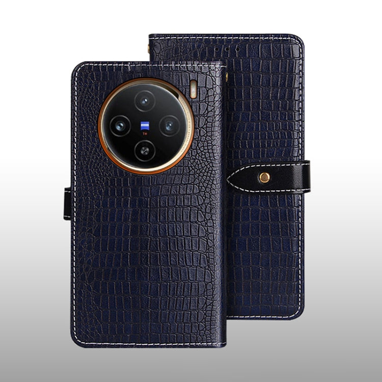 For vivo X100 idewei Crocodile Texture Leather Phone Case(Dark Blue) - vivo Cases by idewei | Online Shopping South Africa | PMC Jewellery | Buy Now Pay Later Mobicred