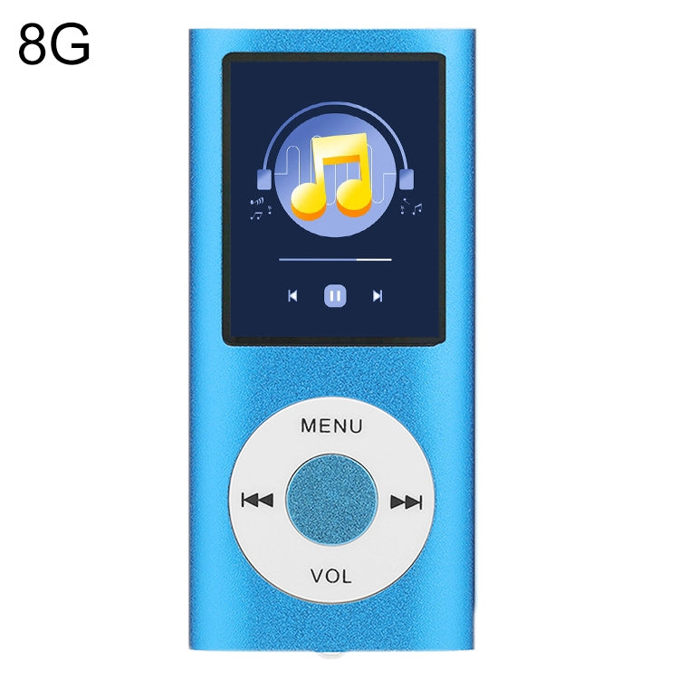 1.8 inch TFT Screen Metal MP4 Player With 8G TF Card+Earphone+Cable(Blue) - MP4 Player by PMC Jewellery | Online Shopping South Africa | PMC Jewellery | Buy Now Pay Later Mobicred