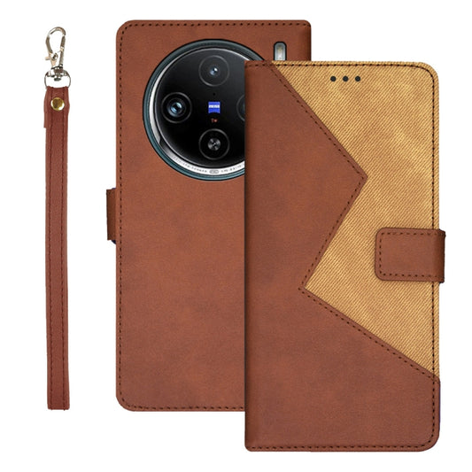 For vivo X100 Pro idewei Two-color Splicing Leather Phone Case(Brown) - X100 Pro Cases by idewei | Online Shopping South Africa | PMC Jewellery | Buy Now Pay Later Mobicred