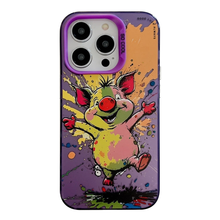 For iPhone 16 Pro Animal Pattern Oil Painting Series PC + TPU Phone Case(Happy Pig) - iPhone 16 Pro Cases by PMC Jewellery | Online Shopping South Africa | PMC Jewellery | Buy Now Pay Later Mobicred