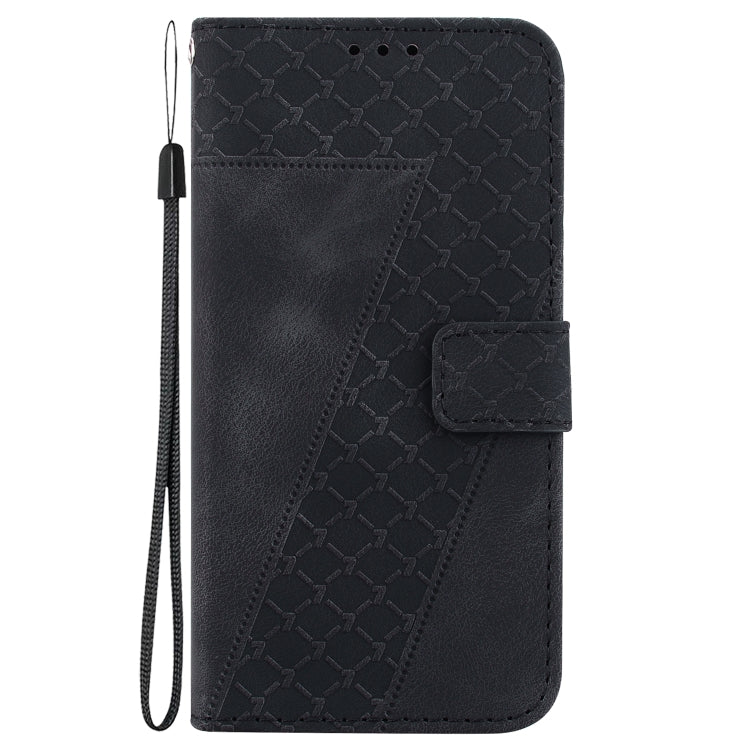 For iPhone SE 2024 Seven-shaped Embossed Leather Phone Case(Black) - More iPhone Cases by PMC Jewellery | Online Shopping South Africa | PMC Jewellery | Buy Now Pay Later Mobicred