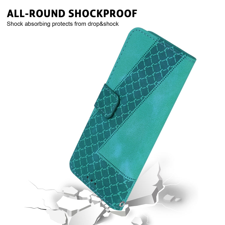 For iPhone 16 Seven-shaped Embossed Leather Phone Case(Green) - iPhone 16 Cases by PMC TechLife | Online Shopping South Africa | PMC TechLife | Buy Now Pay Later Mobicred