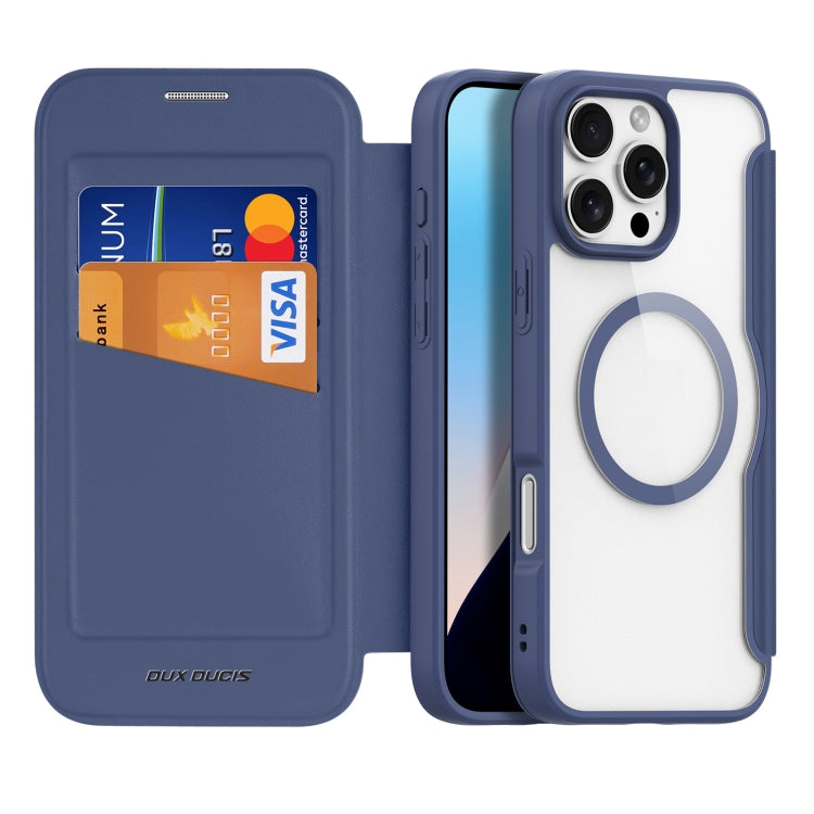 For iPhone 16 Pro DUX DUCIS Skin X Pro Series Magsafe PC + TPU Phone Leather Case(Blue) - iPhone 16 Pro Cases by DUX DUCIS | Online Shopping South Africa | PMC Jewellery | Buy Now Pay Later Mobicred