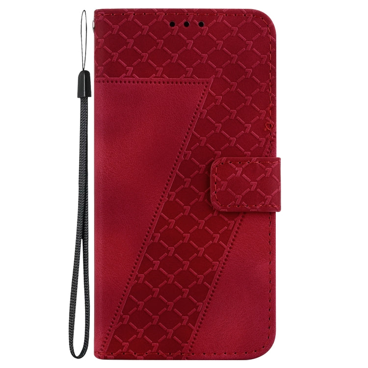 For Google Pixel 9 7-shaped Embossed Leather Phone Case(Red) - Google Cases by PMC Jewellery | Online Shopping South Africa | PMC Jewellery | Buy Now Pay Later Mobicred