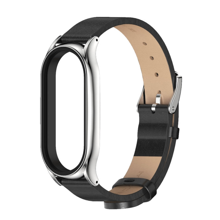 For Xiaomi Mi Band 8 Mijobs Plus Case Microfiber PU Leather Watch Band(Black Silver) - free shipping - PMc TechLife - Order now!