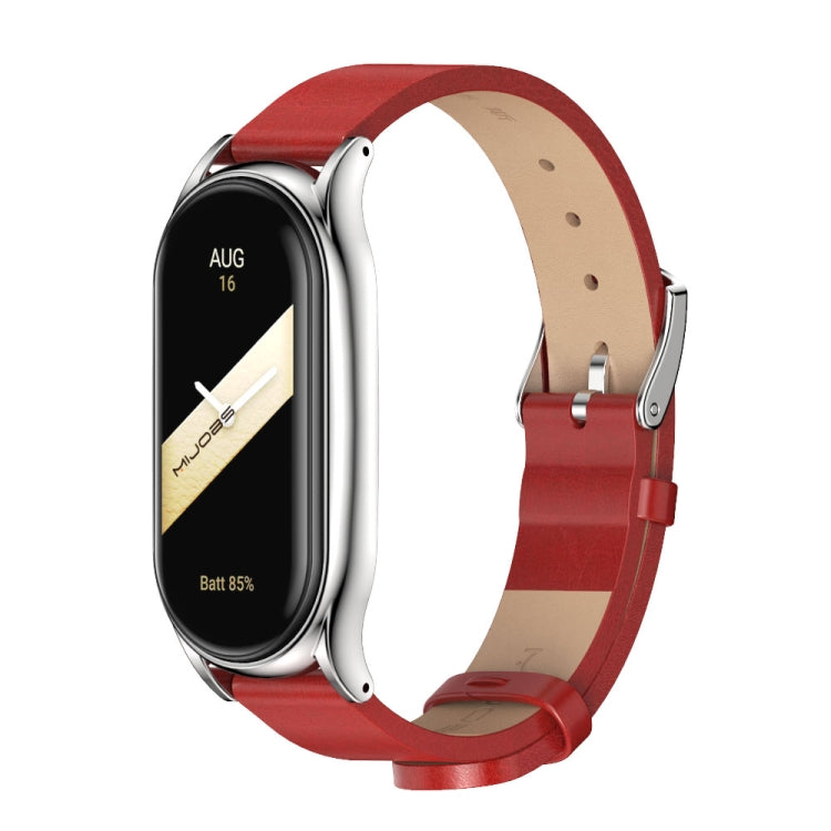 For Xiaomi Mi Band 8 Mijobs Plus Case Microfiber PU Leather Watch Band(Red Silver) - free shipping - PMc TechLife - Order now!