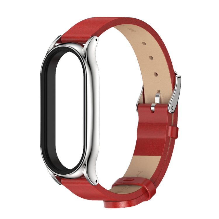 For Xiaomi Mi Band 8 Mijobs Plus Case Microfiber PU Leather Watch Band(Red Silver) - free shipping - PMc TechLife - Order now!