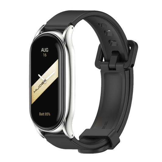 For Xiaomi Mi Band 8 Mijobs Plus Case Silicone Watch Band(Black Silver) - Watch Bands by MIJOBS | Online Shopping South Africa | PMC Jewellery | Buy Now Pay Later Mobicred