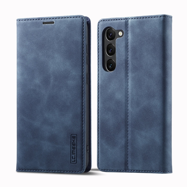 For Samsung Galaxy S24 5G LC.IMEEKE Strong Magnetism Microfiber Leather Phone Case(Blue) - Galaxy S24 5G Cases by LC.IMEEKE | Online Shopping South Africa | PMC Jewellery | Buy Now Pay Later Mobicred