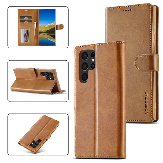 For Samsung Galaxy S24 Ultra 5G LC.IMEEKE Calf Texture Leather Phone Case(Brown) - Galaxy S24 Ultra 5G Cases by LC.IMEEKE | Online Shopping South Africa | PMC Jewellery | Buy Now Pay Later Mobicred