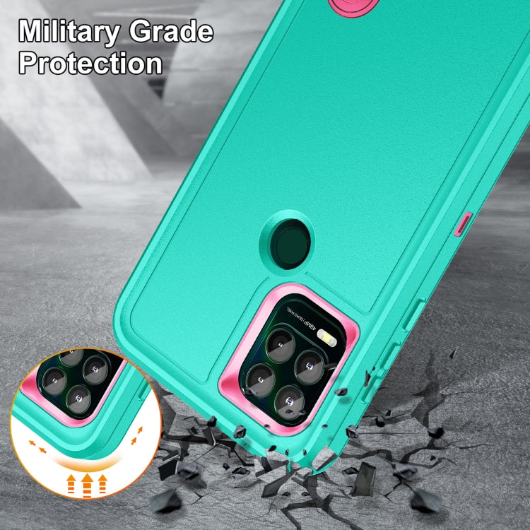 For Motorola Moto G Stylus 5G Rugged PC + Silicone Phone Case with Holder(Light Green+Rose Red) - Motorola Cases by PMC Jewellery | Online Shopping South Africa | PMC Jewellery