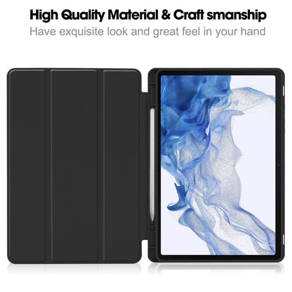 For Samsung Galaxy Tab S9 3-Fold Pure Color TPU Smart Leather Tablet Case with Pen Slot(Black) - Galaxy Tab S9 Cases by PMC Jewellery | Online Shopping South Africa | PMC Jewellery | Buy Now Pay Later Mobicred