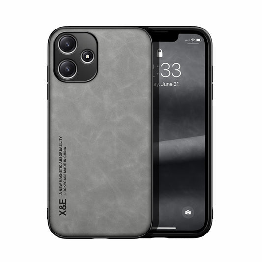 For Xiaomi Redmi 12 5G Skin Feel Magnetic Leather Back Phone Case(Light Grey) - Xiaomi Cases by PMC Jewellery | Online Shopping South Africa | PMC Jewellery | Buy Now Pay Later Mobicred