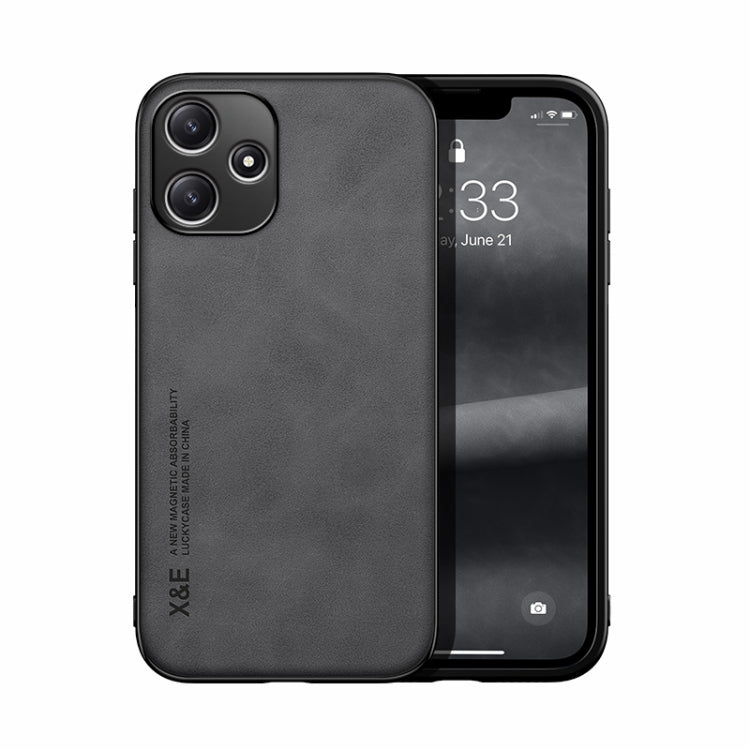 For Xiaomi Redmi 12 5G Skin Feel Magnetic Leather Back Phone Case(Dark Grey) - Xiaomi Cases by PMC Jewellery | Online Shopping South Africa | PMC Jewellery | Buy Now Pay Later Mobicred