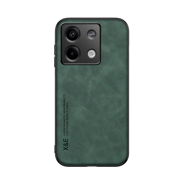 For Xiaomi Redmi Note 13 5G Skin Feel Magnetic Leather Back Phone Case(Green) - Note 13 Cases by PMC Jewellery | Online Shopping South Africa | PMC Jewellery | Buy Now Pay Later Mobicred