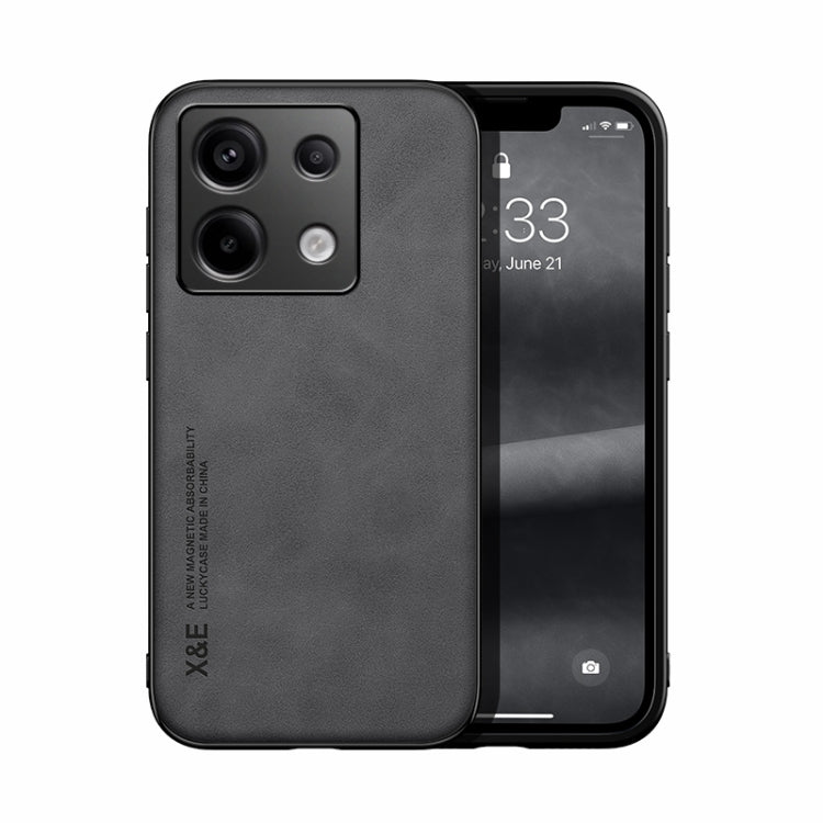 For Xiaomi Redmi Note 13 Pro 5G Skin Feel Magnetic Leather Back Phone Case(Dark Grey) - Note 13 Pro Cases by PMC Jewellery | Online Shopping South Africa | PMC Jewellery | Buy Now Pay Later Mobicred