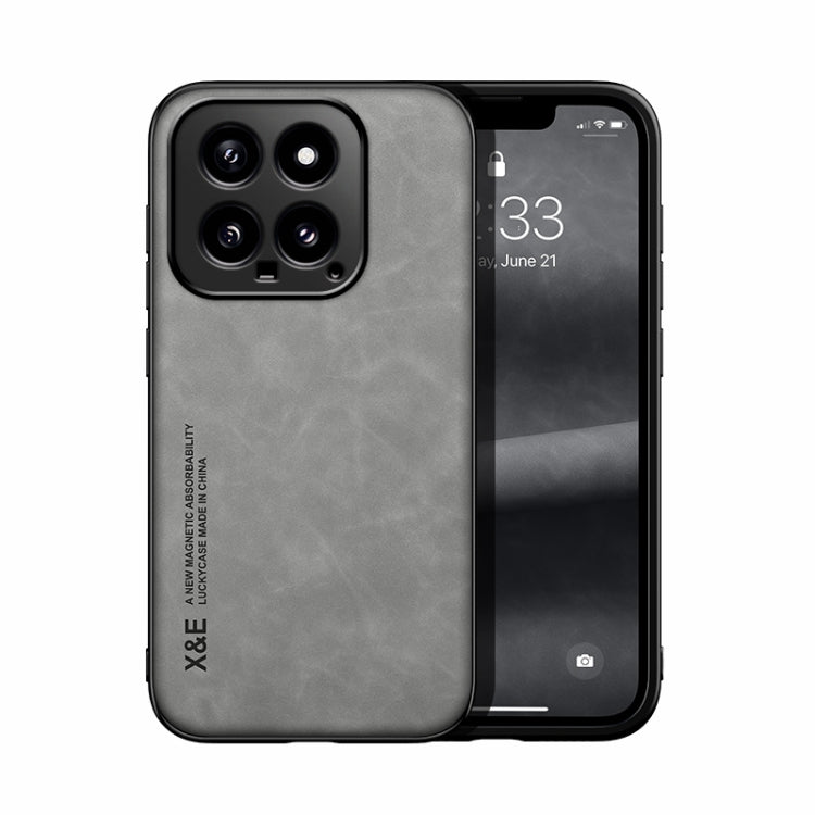 For Xiaomi 14 Skin Feel Magnetic Leather Back Phone Case(Light Grey) - 14 Cases by PMC Jewellery | Online Shopping South Africa | PMC Jewellery | Buy Now Pay Later Mobicred