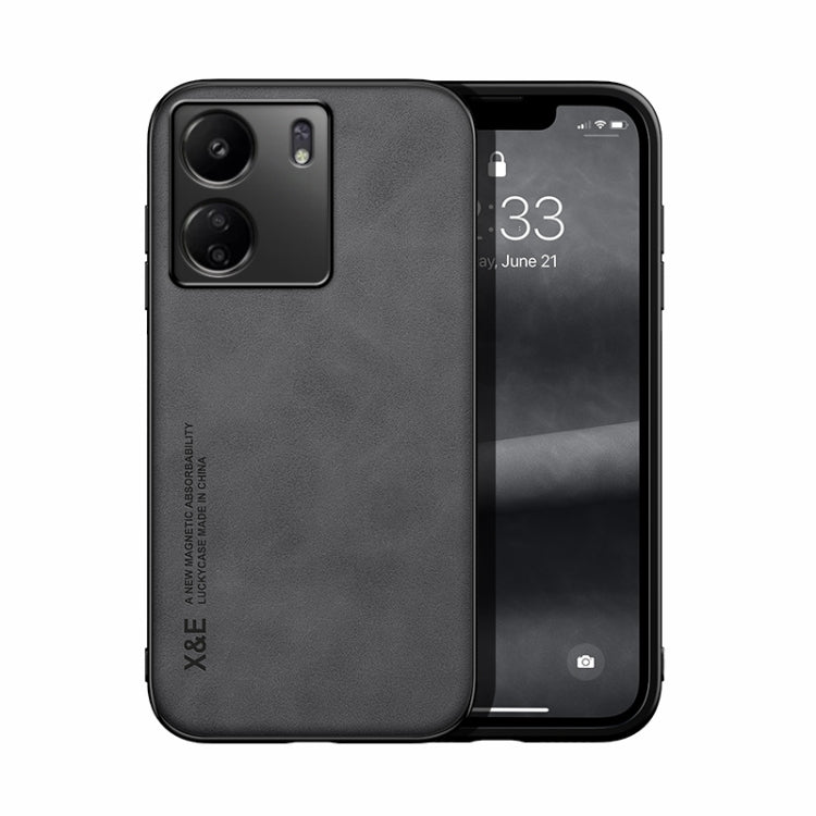 For Xiaomi Redmi 13C Skin Feel Magnetic Leather Back Phone Case(Dark Grey) - 13C Cases by PMC Jewellery | Online Shopping South Africa | PMC Jewellery | Buy Now Pay Later Mobicred