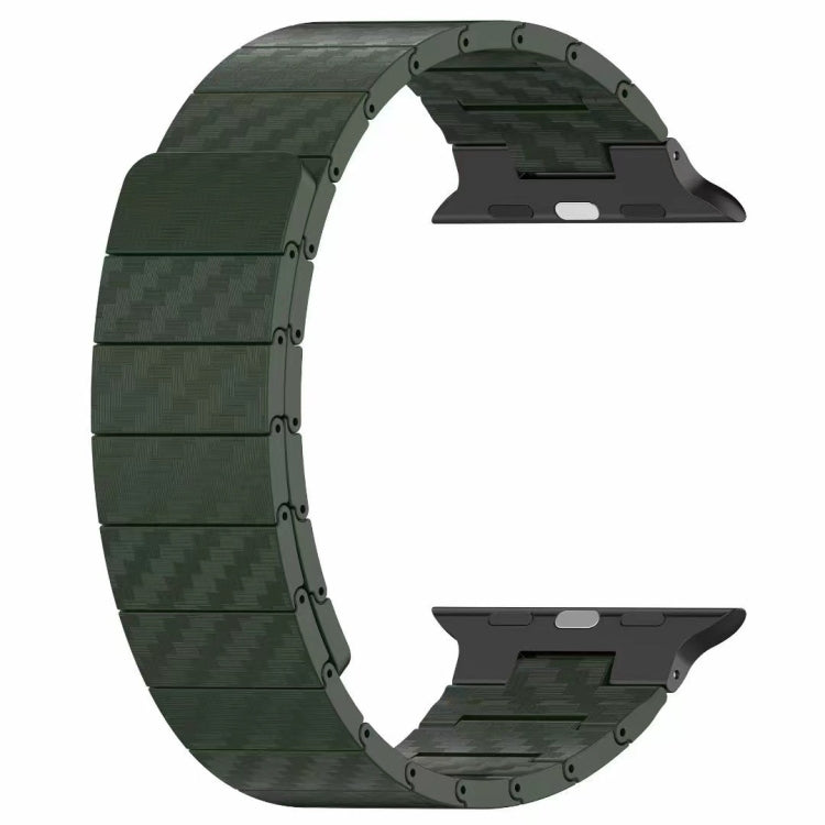 For Apple Watch SE 2023 44mm Carbon Fiber Magnetic Loop Watch Band(Official Green) - Watch Bands by PMC Jewellery | Online Shopping South Africa | PMC Jewellery