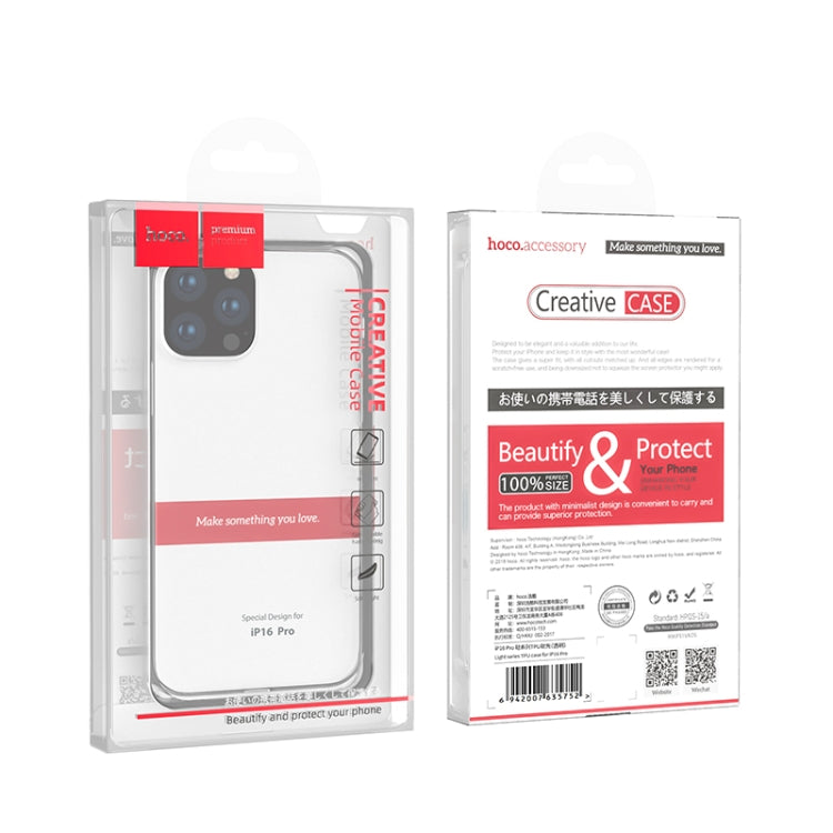 For iPhone 16 Pro hoco Light Series Soft TPU Phone Case(Transparent) - iPhone 16 Pro Cases by hoco | Online Shopping South Africa | PMC Jewellery | Buy Now Pay Later Mobicred