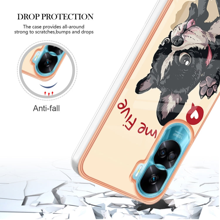 For Honor 90 Lite 5G Electroplating Marble Dual-side IMD Phone Case(Lucky Dog) - Honor Cases by PMC Jewellery | Online Shopping South Africa | PMC Jewellery | Buy Now Pay Later Mobicred