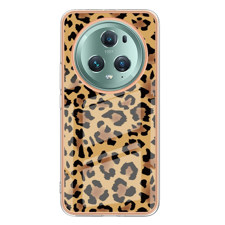 For Honor Magic 5 Pro Electroplating Marble Dual-side IMD Phone Case(Leopard Print) - Honor Cases by PMC TechLife | Online Shopping South Africa | PMC TechLife | Buy Now Pay Later Mobicred