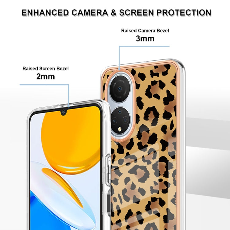 For Honor X7 Electroplating Marble Dual-side IMD Phone Case(Leopard Print) - Honor Cases by PMC Jewellery | Online Shopping South Africa | PMC Jewellery | Buy Now Pay Later Mobicred