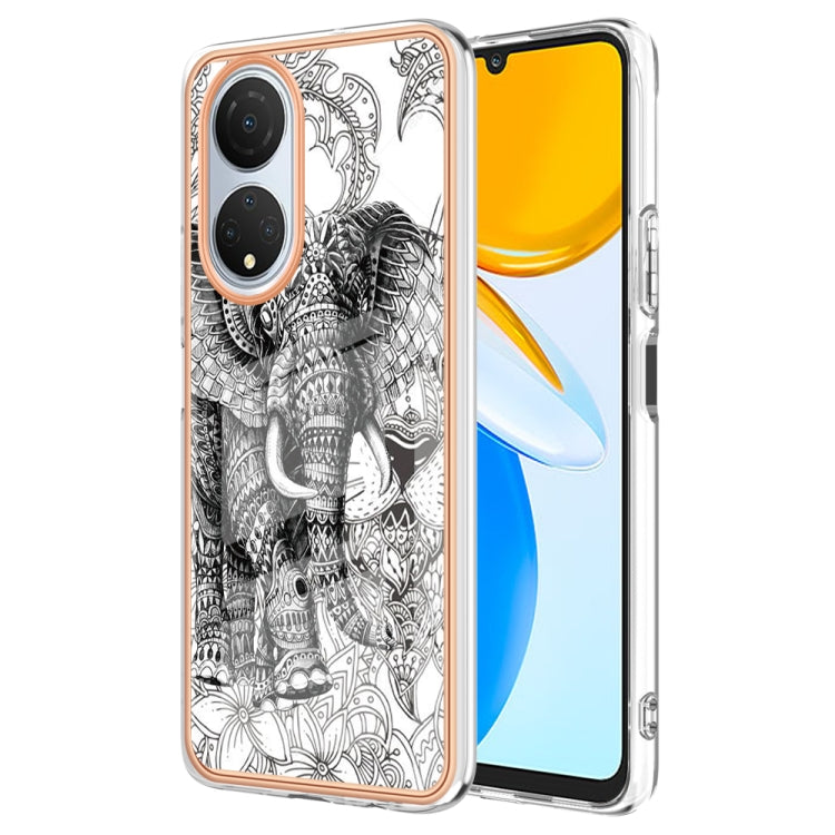 For Honor X7 Electroplating Marble Dual-side IMD Phone Case(Totem Elephant) - Honor Cases by PMC TechLife | Online Shopping South Africa | PMC TechLife | Buy Now Pay Later Mobicred