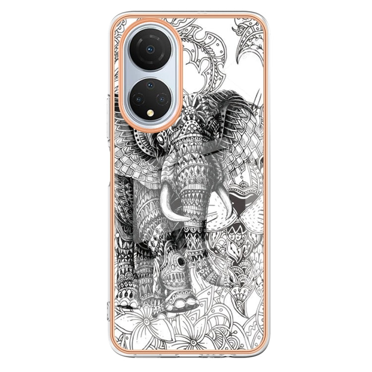 For Honor X7 Electroplating Marble Dual-side IMD Phone Case(Totem Elephant) - Honor Cases by PMC TechLife | Online Shopping South Africa | PMC TechLife | Buy Now Pay Later Mobicred