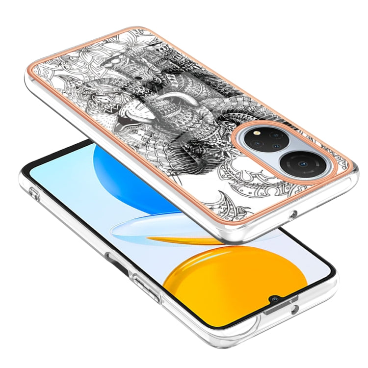 For Honor X7 Electroplating Marble Dual-side IMD Phone Case(Totem Elephant) - Honor Cases by PMC TechLife | Online Shopping South Africa | PMC TechLife | Buy Now Pay Later Mobicred