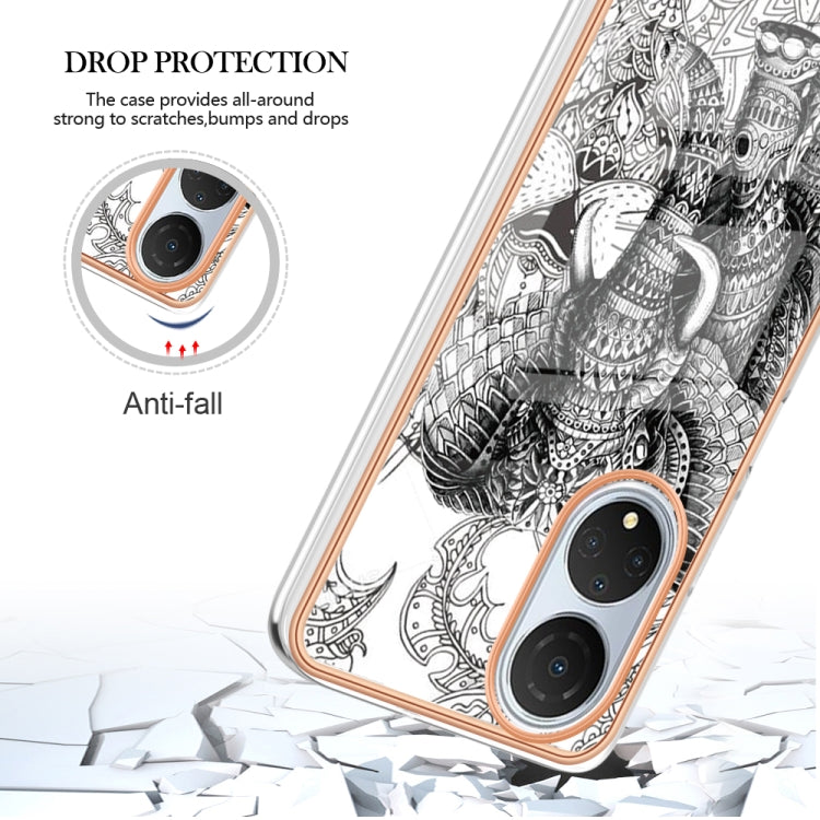 For Honor X7 Electroplating Marble Dual-side IMD Phone Case(Totem Elephant) - Honor Cases by PMC TechLife | Online Shopping South Africa | PMC TechLife | Buy Now Pay Later Mobicred