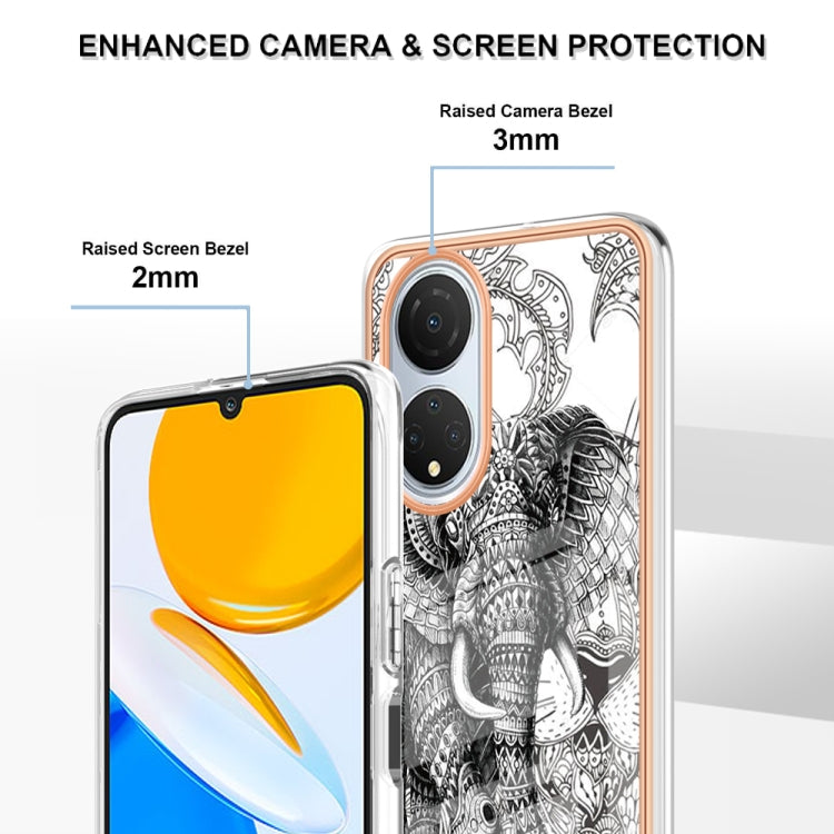 For Honor X7 Electroplating Marble Dual-side IMD Phone Case(Totem Elephant) - Honor Cases by PMC TechLife | Online Shopping South Africa | PMC TechLife | Buy Now Pay Later Mobicred