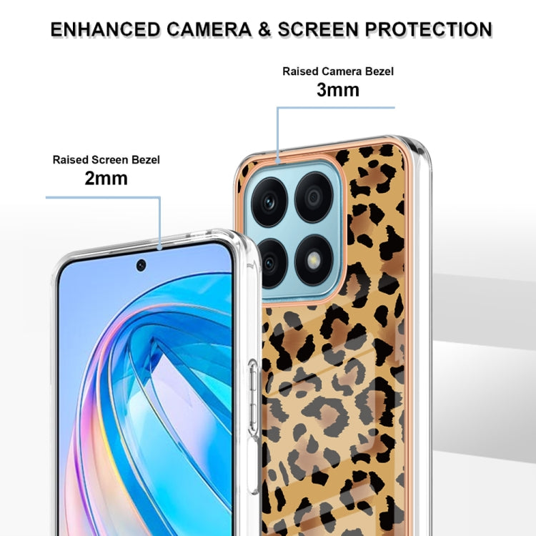 For Honor X8a Electroplating Marble Dual-side IMD Phone Case(Leopard Print) - Honor Cases by PMC Jewellery | Online Shopping South Africa | PMC Jewellery | Buy Now Pay Later Mobicred