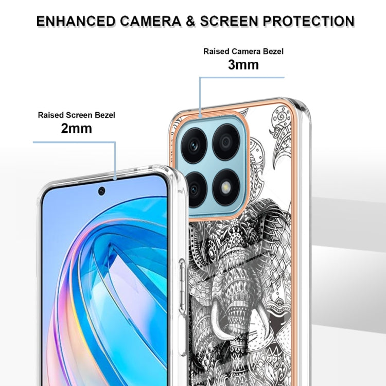 For Honor X8a Electroplating Marble Dual-side IMD Phone Case(Totem Elephant) - Honor Cases by PMC Jewellery | Online Shopping South Africa | PMC Jewellery | Buy Now Pay Later Mobicred