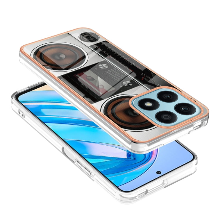 For Honor X8a Electroplating Marble Dual-side IMD Phone Case(Retro Radio) - Honor Cases by PMC Jewellery | Online Shopping South Africa | PMC Jewellery | Buy Now Pay Later Mobicred