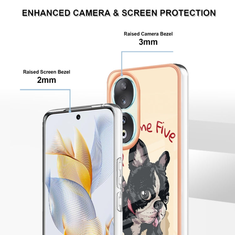 For Honor 90 5G Electroplating Marble Dual-side IMD Phone Case(Lucky Dog) - Honor Cases by PMC Jewellery | Online Shopping South Africa | PMC Jewellery | Buy Now Pay Later Mobicred