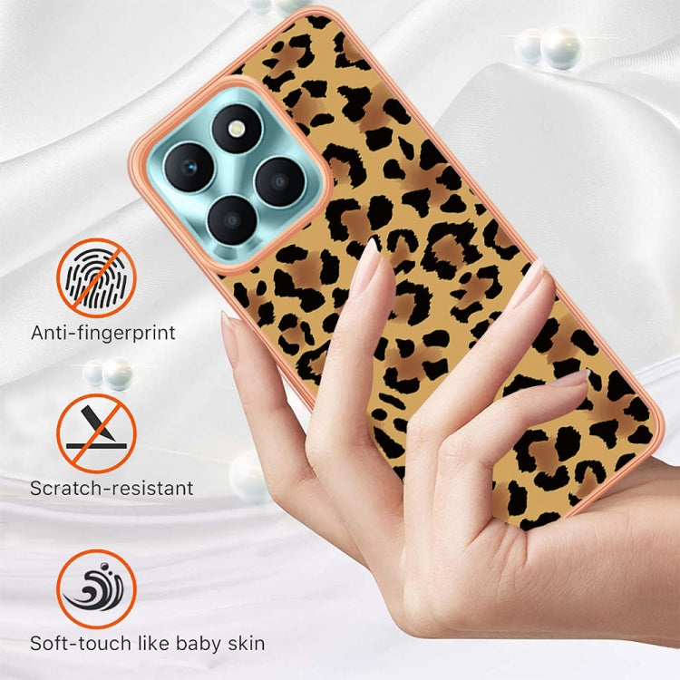 For Honor X6a Electroplating Marble Dual-side IMD Phone Case(Leopard Print) - Honor Cases by PMC Jewellery | Online Shopping South Africa | PMC Jewellery | Buy Now Pay Later Mobicred